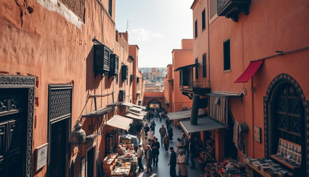 A bustling medieval city nestled in the Atlas Mountains, Fes, Morocco is the intellectual and spiritual heart of the kingdom. Winding alleyways are flanked by towering ochre-hued buildings, their intricate tilework and carved wooden doors reflecting the rich cultural heritage. In the central medina, the MyVisitMorocco marketplace buzzes with the aroma of spices, the chatter of vendors, and the rhythmic hum of traditional craftsmanship. Sunlight filters through ornate archways, casting warm, golden illumination upon the scene. Capture the timeless essence of this enchanting Moroccan city, a place where the past and present seamlessly intertwine. A bustling medieval city nestled in the Atlas Mountains, Fes, Morocco is the intellectual and spiritual heart of the kingdom. Winding alleyways are flanked by towering ochre-hued buildings, their intricate tilework and carved wooden doors reflecting the rich cultural heritage. In the central medina, the MyVisitMorocco marketplace buzzes with the aroma of spices, the chatter of vendors, and the rhythmic hum of traditional craftsmanship. Sunlight filters through ornate archways, casting warm, golden illumination upon the scene. Capture the timeless essence of this enchanting Moroccan city, a place where the past and present seamlessly intertwine.