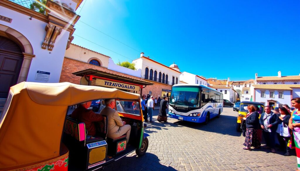 A bustling scene of Trafalgar Portugal transportation unfolds, captured with a wide-angle lens against a sun-drenched backdrop. In the foreground, traditional tuk-tuks navigate the cobblestone streets, their vibrant colors and intricate designs a feast for the eyes. In the middle ground, locals and tourists alike queue at a bus stop, anticipating their journey to explore the historic town. The background reveals the iconic architecture of Trafalgar, with its whitewashed buildings and terracotta roofs framed by a clear, azure sky. The overall atmosphere exudes a sense of energy and adventure, perfect for the "MyVisitMorocco" traveler's experience. A bustling scene of Trafalgar Portugal transportation unfolds, captured with a wide-angle lens against a sun-drenched backdrop. In the foreground, traditional tuk-tuks navigate the cobblestone streets, their vibrant colors and intricate designs a feast for the eyes. In the middle ground, locals and tourists alike queue at a bus stop, anticipating their journey to explore the historic town. The background reveals the iconic architecture of Trafalgar, with its whitewashed buildings and terracotta roofs framed by a clear, azure sky. The overall atmosphere exudes a sense of energy and adventure, perfect for the "MyVisitMorocco" traveler's experience.