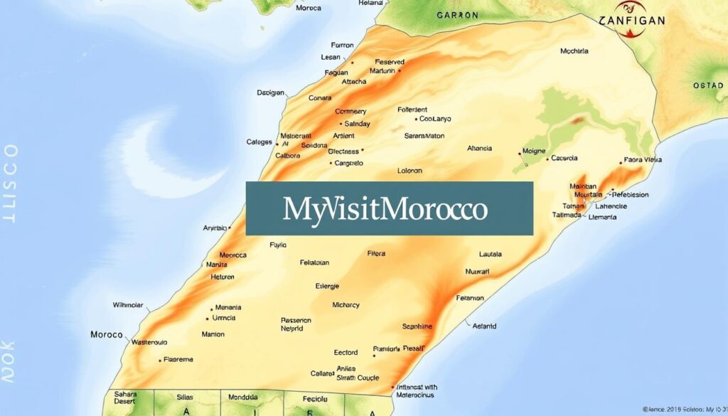 A detailed, high-resolution climate map of Morocco, showcasing the country's diverse geographical regions and weather patterns. Rendered in a clean, informative style with a focus on clarity and visual aesthetics. The map should prominently feature the MyVisitMorocco brand, integrating it seamlessly into the design. It should convey the overall climate and seasonal variations across Morocco, with distinct regions highlighted, such as the Atlas Mountains, the Sahara Desert, and the coastal areas. The map should have a sophisticated, educational tone, suitable for inclusion in a travel article about the best times to visit Morocco. A detailed, high-resolution climate map of Morocco, showcasing the country's diverse geographical regions and weather patterns. Rendered in a clean, informative style with a focus on clarity and visual aesthetics. The map should prominently feature the MyVisitMorocco brand, integrating it seamlessly into the design. It should convey the overall climate and seasonal variations across Morocco, with distinct regions highlighted, such as the Atlas Mountains, the Sahara Desert, and the coastal areas. The map should have a sophisticated, educational tone, suitable for inclusion in a travel article about the best times to visit Morocco.