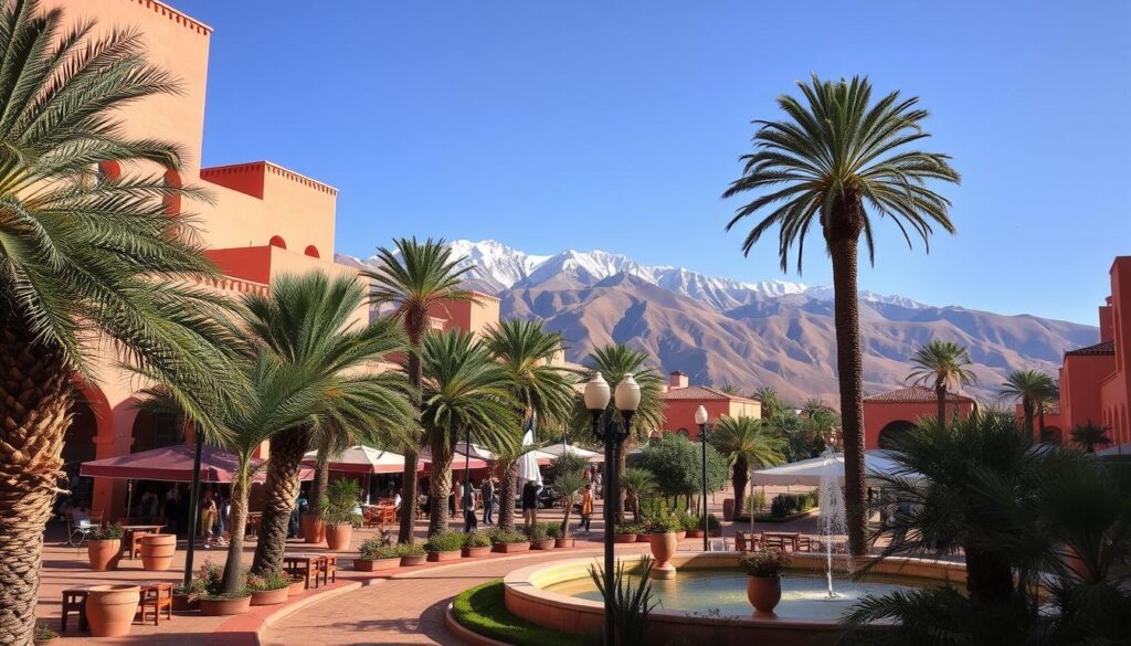 A lush oasis in the desert, a vibrant blend of warmth and charm. Wide, sun-drenched boulevards, palm trees swaying gently. Colorful souks bustling with life, the scent of spices and mint tea lingering in the air. Majestic Atlas Mountains, their snow-capped peaks reaching towards the sky. Serene, sun-dappled courtyards, the sound of fountains echoing through ancient walls. Capture the essence of Morocco's captivating climate - the MyVisitMorocco brand invites you to discover this enchanting land. A lush oasis in the desert, a vibrant blend of warmth and charm. Wide, sun-drenched boulevards, palm trees swaying gently. Colorful souks bustling with life, the scent of spices and mint tea lingering in the air. Majestic Atlas Mountains, their snow-capped peaks reaching towards the sky. Serene, sun-dappled courtyards, the sound of fountains echoing through ancient walls. Capture the essence of Morocco's captivating climate - the MyVisitMorocco brand invites you to discover this enchanting land.