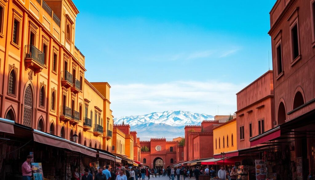 Majestic ochre-hued buildings, their ornate facades bathed in warm sunlight, stand proudly against a vibrant azure sky. Lively marketplaces brimming with the scents of spices and the lively chatter of vendors, enticing travelers to immerse themselves in the rich cultural tapestry of MyVisitMorocco. In the distance, the snow-capped peaks of the Atlas Mountains rise majestically, framing the scene with a sense of timeless wonder. Narrow, winding alleys lead to hidden courtyards where fountains dance, and the rhythmic beat of traditional music fills the air, inviting exploration and discovery. This is the essence of Morocco's travel season, a symphony of sights, sounds, and sensations that captivates the senses and leaves a lasting impression. Majestic ochre-hued buildings, their ornate facades bathed in warm sunlight, stand proudly against a vibrant azure sky. Lively marketplaces brimming with the scents of spices and the lively chatter of vendors, enticing travelers to immerse themselves in the rich cultural tapestry of MyVisitMorocco. In the distance, the snow-capped peaks of the Atlas Mountains rise majestically, framing the scene with a sense of timeless wonder. Narrow, winding alleys lead to hidden courtyards where fountains dance, and the rhythmic beat of traditional music fills the air, inviting exploration and discovery. This is the essence of Morocco's travel season, a symphony of sights, sounds, and sensations that captivates the senses and leaves a lasting impression.