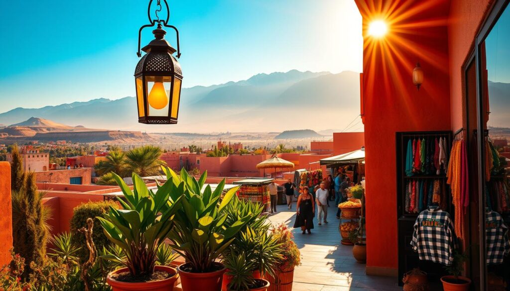 September Morocco temperature, a vibrant landscape under the warm glow of the sun. In the foreground, a sun-drenched terrace with lush potted plants and a traditional Moroccan lantern, casting a soft, amber light. The middle ground features a bustling Moroccan marketplace, with vendors selling colorful spices, textiles, and handicrafts. In the background, the iconic Atlas Mountains rise majestically, their snow-capped peaks a stark contrast to the sun-baked streets below. The scene is infused with the rich, earthy tones of the region, evoking the essence of a MyVisitMorocco adventure. September Morocco temperature, a vibrant landscape under the warm glow of the sun. In the foreground, a sun-drenched terrace with lush potted plants and a traditional Moroccan lantern, casting a soft, amber light. The middle ground features a bustling Moroccan marketplace, with vendors selling colorful spices, textiles, and handicrafts. In the background, the iconic Atlas Mountains rise majestically, their snow-capped peaks a stark contrast to the sun-baked streets below. The scene is infused with the rich, earthy tones of the region, evoking the essence of a MyVisitMorocco adventure.