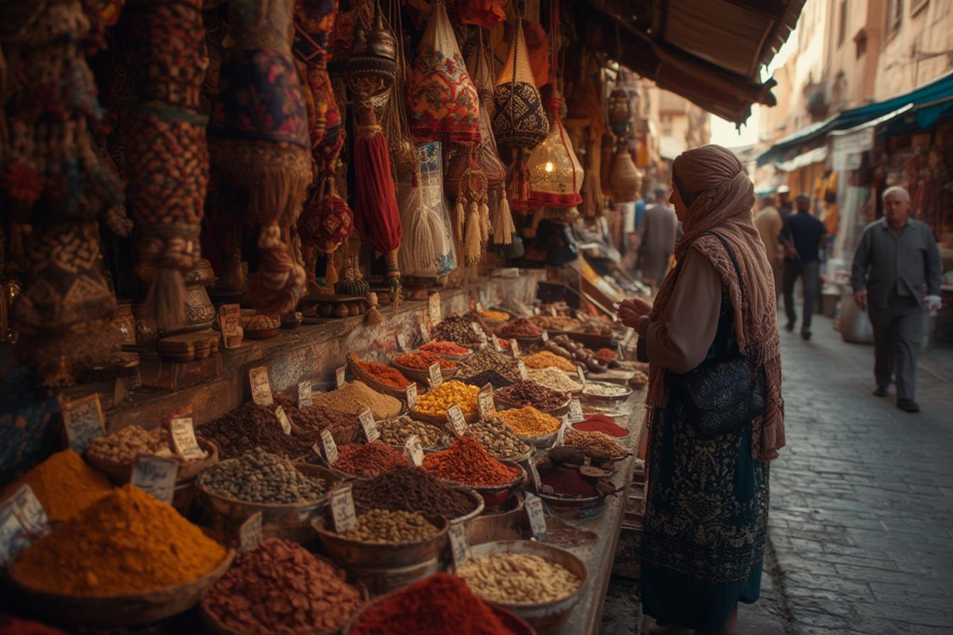 Moroccan spice markets traditional Morocco
