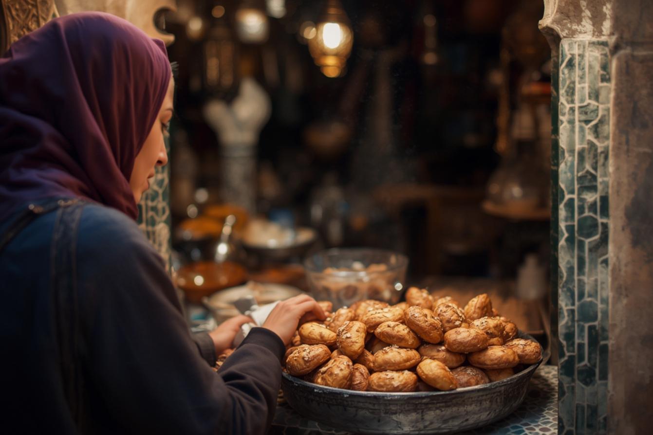 Moroccan almond pastries traditional Morocco