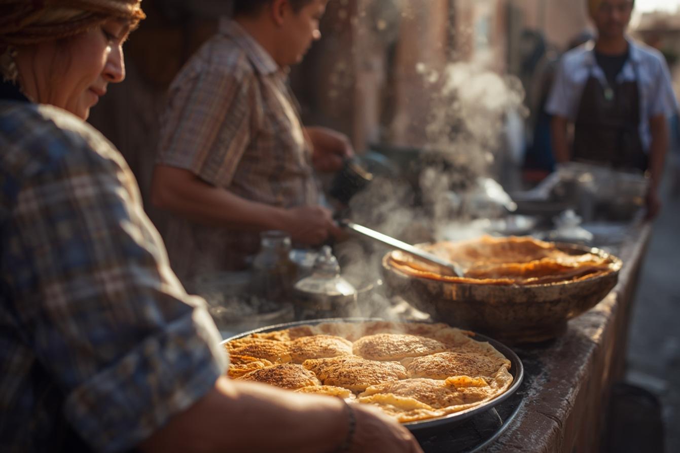 Moroccan street pancakes traditional Morocco